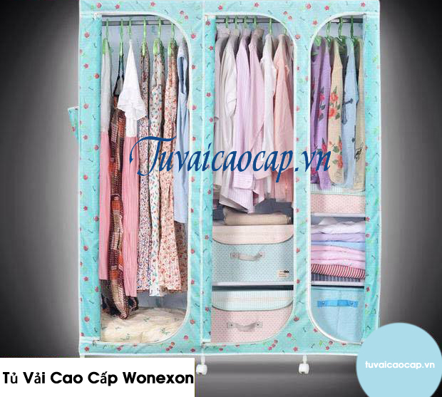Tủ vải cao cấp Wonexon 3 buồng 6 ngăn đựng quần áo